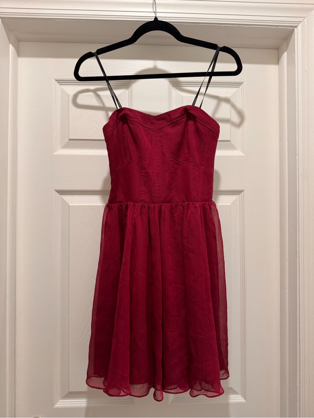 Guess Burgundy Spaghetti-Strap Party Dress